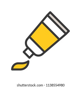 Cream or paste tube, filled outline icon
