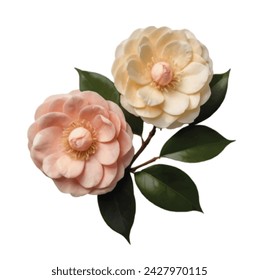 Cream and pastel color Camelia color vector artwork 