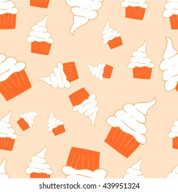 Cream in pattern in light orange colors.
