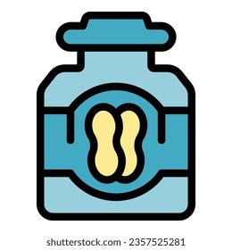 Cream peanut butter icon outline vector. Nut jar. Food snack color flat