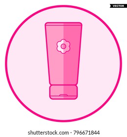 Cream. Pink baby icon on a white background, line art vector design.