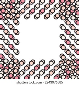 Cream and pink circle dots frame. Vector illustration.