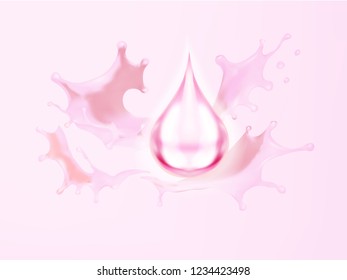 cream pink drops and splashes vector illustration