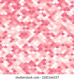 Cream Pink Gradient Halftone Colored Mermaid, Marine Fish, Japanese Anime Dragon Or Sea Bass Scale Texture. Vector Simple Monochrome Seamless Pattern Background Illustration Design For Textile Prints