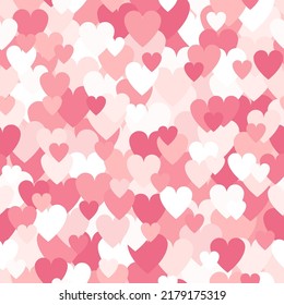 Cream pink hearts seamless pattern. Decorative pastel halftones colored vector texture for Valentines Day. The elegant template for fashion prints. Simply geometric pattern