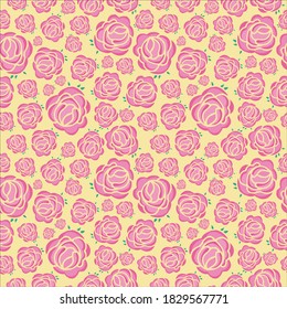 Cream Pink Rose flower Seamless pattern background texture. Happy mother day, womens day, girls birthday, Valentines day design. Gift box wrapping paper, textile, bed linen or dress print