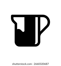 Cream pitcher. Outlined stroke vector icon with black-filled details.