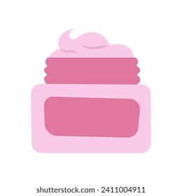 Cream in a plastic jar. Cosmetic product for skin care. Vector flat illustration.