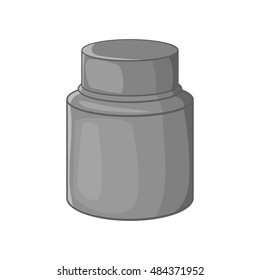 Cream plastic jar icon in black monochrome style isolated on white background vector illustration