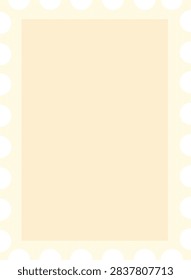 Cream postage stamp frame vector illustration with scalloped perforated edges and blank copy space. Minimal vintage postal border for postcard invitation scrapbook stationery and collage design.