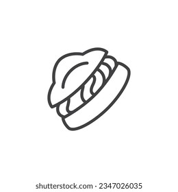 Cream Puff cake line icon. linear style sign for mobile concept and web design. Fresh cream puff cake outline vector icon. Symbol, logo illustration. Vector graphics