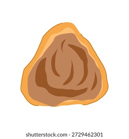 Cream puff - choux a la creme - with sweet brown cream filling, cut to show interior  delicious bakery pastry illustration on white background, isolated studio shot