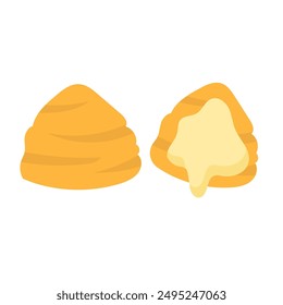 Cream puff dessert cake vector illustration, gambar kue sus vector, choux pastry clip art image, isolated on white background