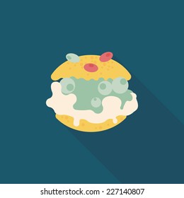 Cream puffs flat icon with long shadow,eps10