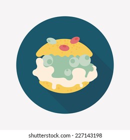 Cream puffs flat icon with long shadow,eps10