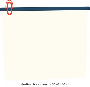 Cream rectangular paper note with red clip and soft stitched border, suitable for memo designs, UI layouts, or planner graphics.