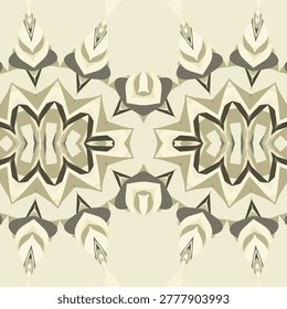 Cream rustic earth balanced decorative pattern in olive drab, brass, wheat, pale sun