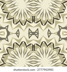 Cream rustic earth continuous abstract pattern in olive drab, brass, wheat, pale sun