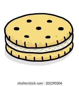 cream sandwich cracker / cartoon vector and illustration, hand drawn style, isolated on white background.