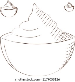 Cream sauce on white background