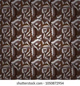 Cream. Seamless pattern with sweet desserts. Endless pattern, brown, white and neutral background. Wrapping paper. Brown, white and neutral color. Vector illustration.