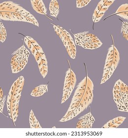cream seamless vector stock leaf with abstract pattern on background