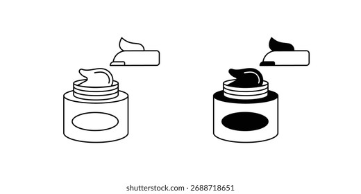 Ícone de conjunto de creme com ilustração de estoque de vetor de fundo branco