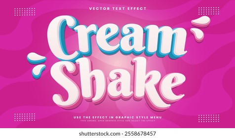 Cream Shake 3d editable text effect Template suitable for Tasty food products