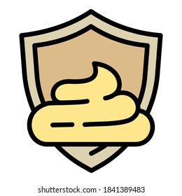 Cream shield protection icon. Outline cream shield protection vector icon for web design isolated on white background