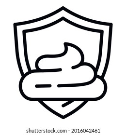 Cream shield protection icon. Outline cream shield protection vector icon for web design isolated on white background
