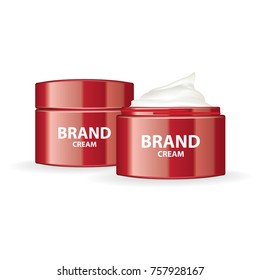 Cream skin care red package vector illustration