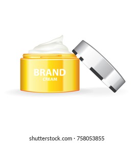 Cream skin care yellow package vector illustration