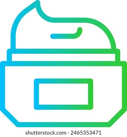 Cream skincare and beauty care icon with blue and green gradient outline style. beauty, skin, care, cream, face, cosmetic, lotion. Vector Illustration