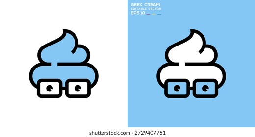Cream smart logo. Geek, smart, genius, food, modern. Vector icon symbol design template EPS 10.