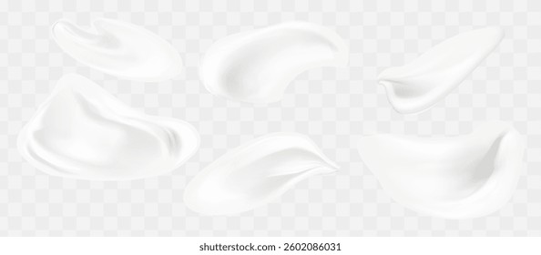 Cream smears on transparent background. Smears of cosmetic products for your creative design. Vector illustration. Eps 10