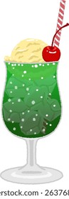 Cream soda is a carbonated drink such as melon soda with vanilla ice cream floating on top.