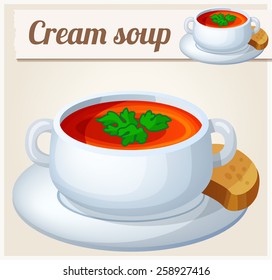 Cream soup. Detailed Vector Icon. Series of food and drink and ingredients for cooking.