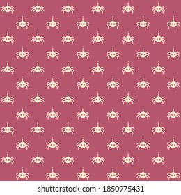 cream spider crawling down on pink background repeat pattern