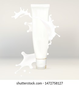 cream spray and tube white for cosmetics advertising surface vector