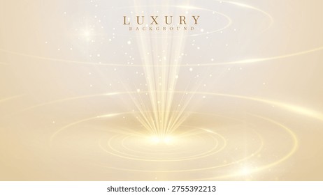 Cream stage background with golden light and glittering star effects.