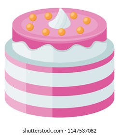 
Cream and strawberry layer cake icon vector 
