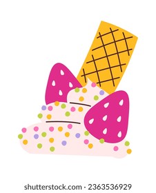 Cream With Strawberry Vector Illustration