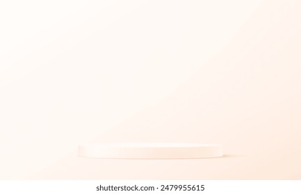 Cream studio room background. 3D abstract studio room with pedestal podium. Space for selling products on the website. Empty room with light effect. Business backdrop. Vector illustration.