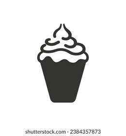 Cream Sundae Icon on White Background - Simple Vector Illustration