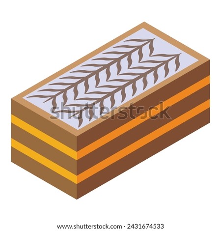 Cream sweet napoleon icon isometric vector. Food restaurant. Slice piece