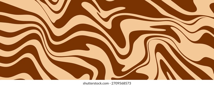 Creme redemoinho de textura de vetor de chocolate com fundo de caramelo de café liso. Padrão abstrato cria fluxo de sobremesa ondulado e design de mármore de cacau.