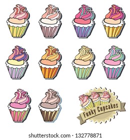 Cream Swirl Cupcake Collection hand drawn