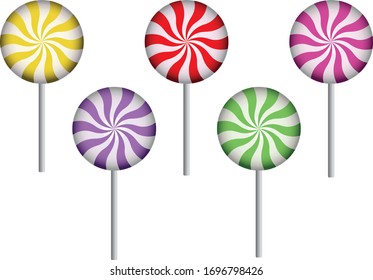 Cream swirl lollipop isolated on white background