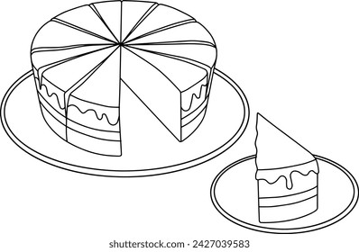 cream tart line vector illustration isolated on white background
