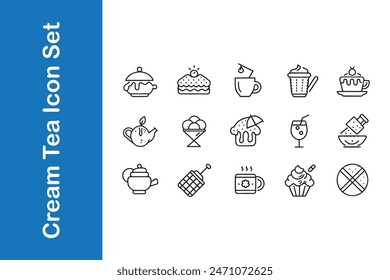 Cream tea icon set in various styles with vector collections. 
